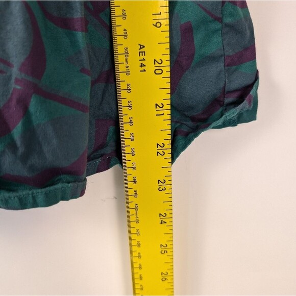 Porridge Smocked Peasant Top Teal Purple Leaf Print Cotton – Women’s M - Picture 10 of 11